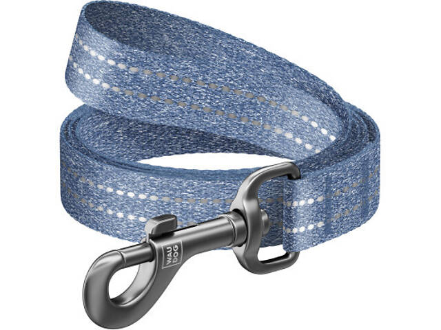 Повідок для собак WAUDOG Re-cotton світловідбиваючий S Ш 15 мм Д 300 см синій (030812) - Фото 1