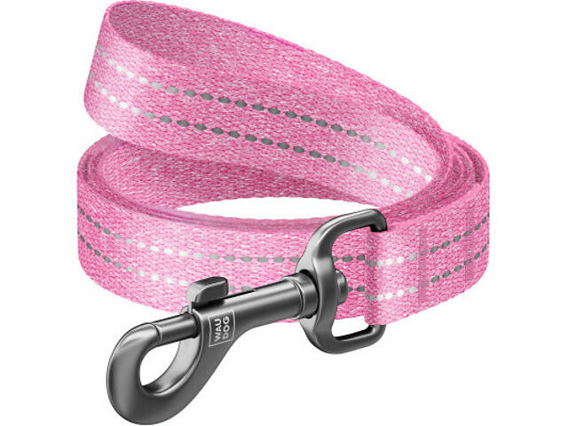 Повідок для собак WAUDOG Re-cotton світловідбиваючий S Ш 15 мм Д 300 см рожевий (03087) - Фото 1