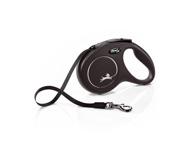 Поводок рулетка для собак Flexi New Classic М 5 м до 25 кг чёрный - Фото 1
