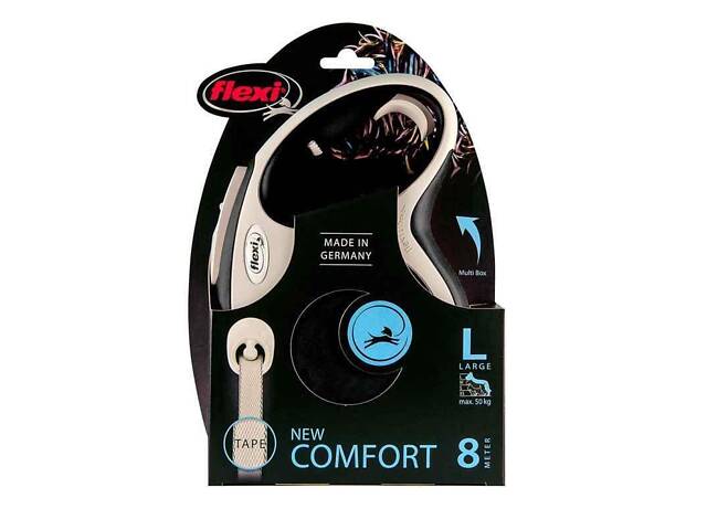 Поводок - рулетка для собак крупных пород до 50 кг. с лентой 8 м. Flexi New Comfort L (Флекси Нью Комфорт Л) Черный. - Фото 7