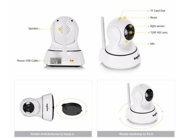 Поворотная Ip камера Sannce 720 Wi-Fi внутренняя Оригинал - Фото 6