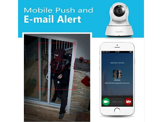 Поворотная Ip камера Sannce 720 Wi-Fi внутренняя Оригинал - Фото 7