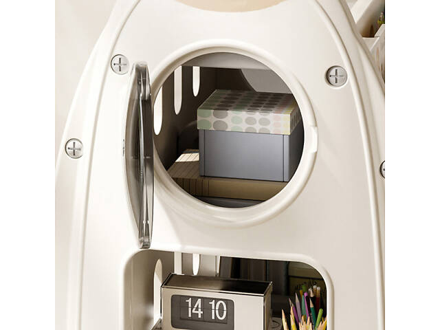 Поворотная книжная полка Lumpur Mini Space четырехсторонняя. Вместительный органайзер для игрушек и вещей - Фото 7