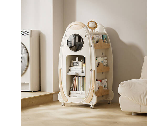 Поворотная книжная полка Lumpur Mini Space четырехсторонняя. Вместительный органайзер для игрушек и вещей - Фото 1