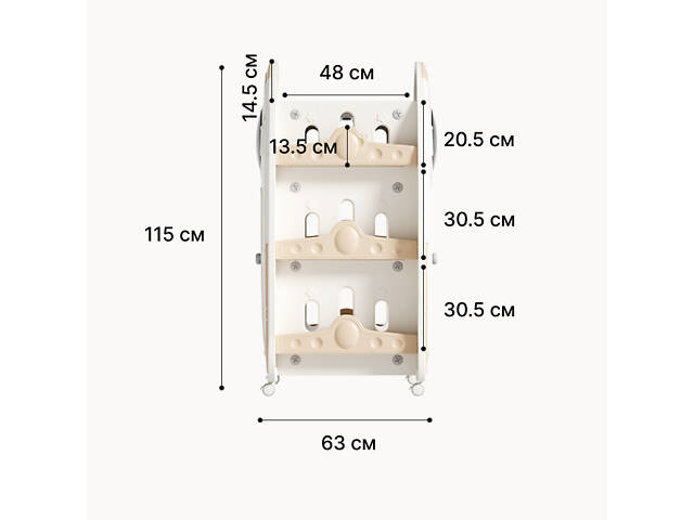 Поворотная книжная полка Lumpur Mini Space четырехсторонняя. Вместительный органайзер для игрушек и вещей - Фото 6