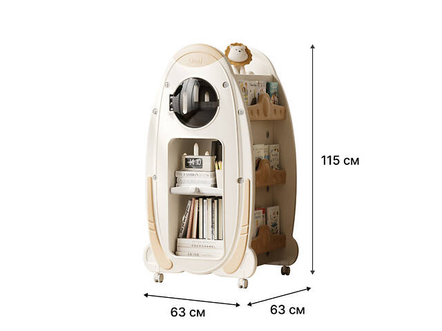 Поворотная книжная полка Lumpur Mini Space четырехсторонняя. Вместительный органайзер для игрушек и вещей - Фото 9