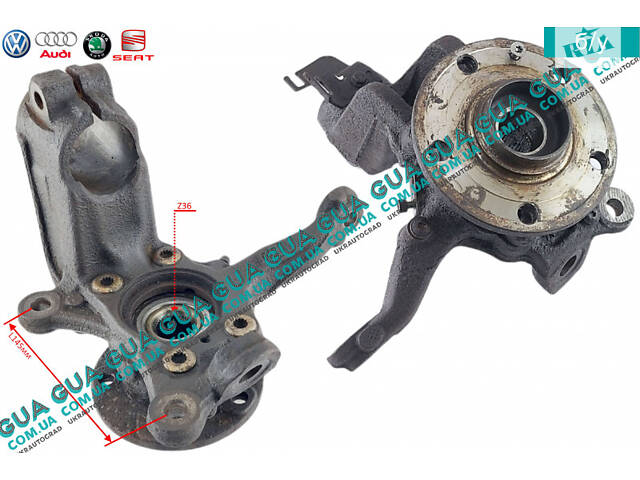 Поворотный кулак / цапфа правая с ступицей под ABS / АБС Z36 1K0407256AA VW / ВОЛЬКС ВАГЕН CADDY III 2004- / КАДДИ 3 04-