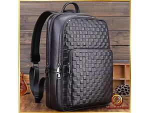 Повседневный мужской рюкзак из натуральной кожи брендовый черный современный портфель отличное качество Tiding.