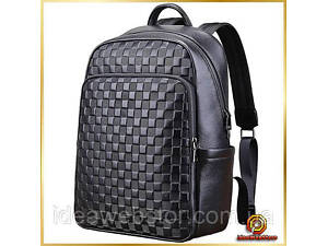 Повседневный мужской рюкзак из натуральной кожи брендовый черный современный портфель отличное качество Tiding.