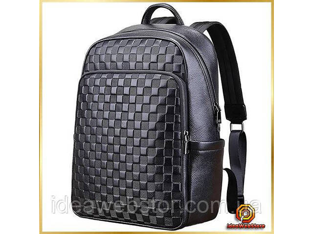 Повсякденний чоловічий рюкзак з натуральної шкіри брендовий чорний сучасний портфель відмінна якість Tiding - Фото 1