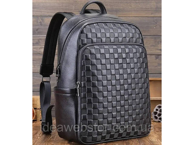 Повсякденний чоловічий рюкзак з натуральної шкіри брендовий чорний сучасний портфель відмінна якість Tiding - Фото 3