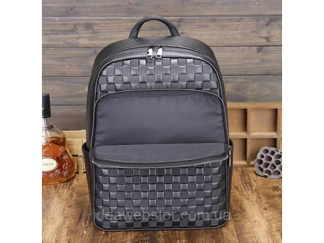 Повсякденний чоловічий рюкзак з натуральної шкіри брендовий чорний сучасний портфель відмінна якість Tiding - Фото 8