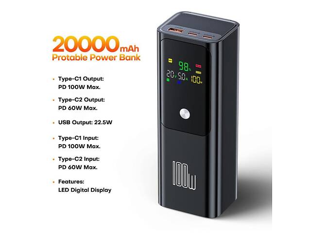 PowerBank для ноутбука 20000mAh 100W PD QOOVI - Фото 1
