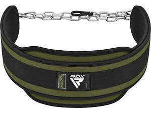 Пояс для обтяжень з ланцюгом RDX T7 Pro Dipping Belt 2 Layer неопреновий Army Green