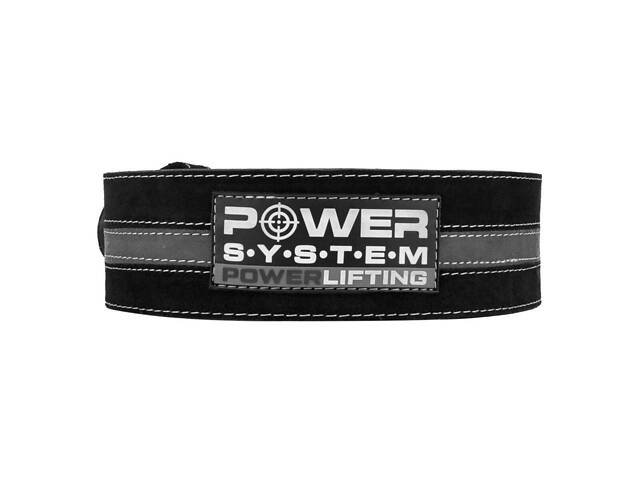 Пояс для пауерліфтингу Power System PS-3800 PowerLifting шкіряний Black/Grey Line M - Фото 2