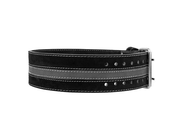 Пояс для пауерліфтингу Power System PS-3800 PowerLifting шкіряний Black/Grey Line M - Фото 3