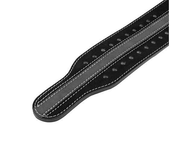 Пояс для пауерліфтингу Power System PS-3800 PowerLifting шкіряний Black/Grey Line M - Фото 4