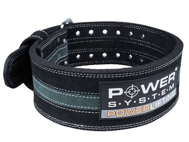 Пояс для пауерліфтингу Power System PS-3800 PowerLifting шкіряний Black/Grey Line M - Фото 1