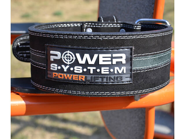 Пояс для пауерліфтингу Power System PS-3800 PowerLifting шкіряний Black/Grey Line M - Фото 6