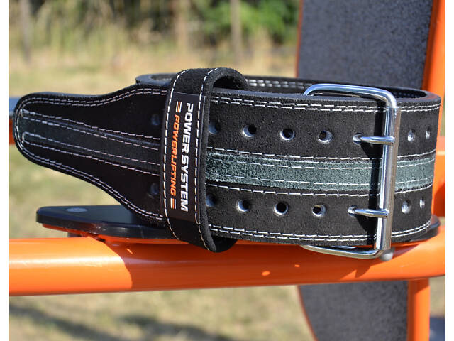 Пояс для пауерліфтингу Power System PS-3800 PowerLifting шкіряний Black/Grey Line M - Фото 7