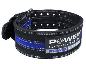 Пояс для пауерліфтингу Power System PS-3800 PowerLifting шкіряний Black/Blue Line XL