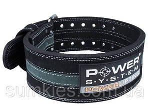Пояс для пауерліфтингу Power System PS-3800 PowerLifting шкіряний Black/Grey Line L