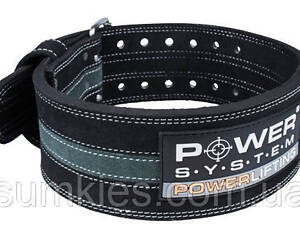 Пояс для пауерліфтингу Power System PS-3800 PowerLifting шкіряний Black/Grey Line L