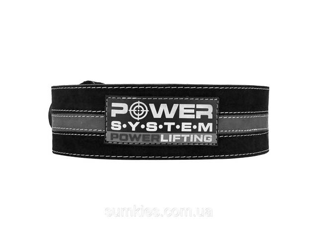 Пояс для пауерліфтингу Power System PS-3800 PowerLifting шкіряний Black/Grey Line M - Фото 2
