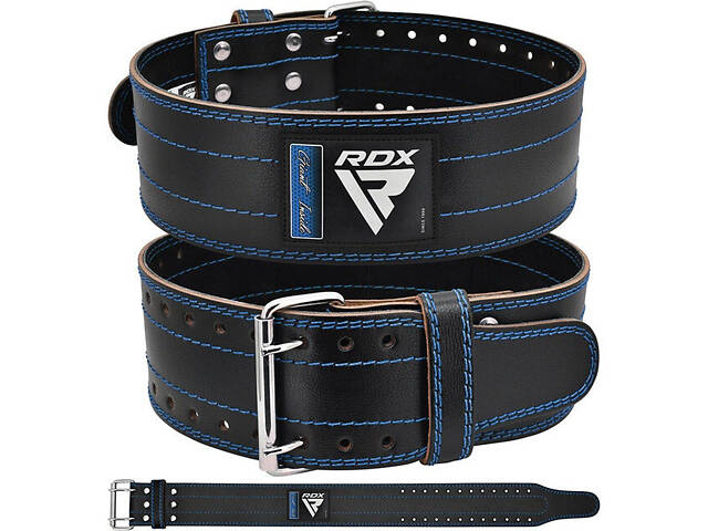 Пояс для пауерліфтингу RDX RD1 шкіряний Blue L - Фото 2