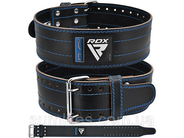 Пояс для пауерліфтингу RDX RD1 шкіряний Blue XL - Фото 2