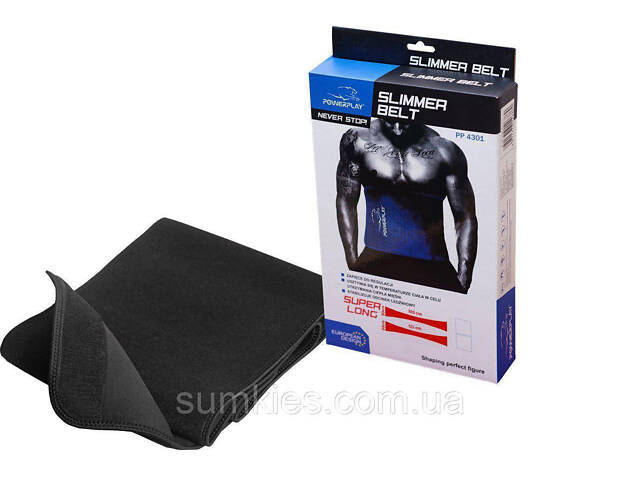 Пояс для схуднення PowerPlay 4301 (100*30 см) Чорний - Фото 10