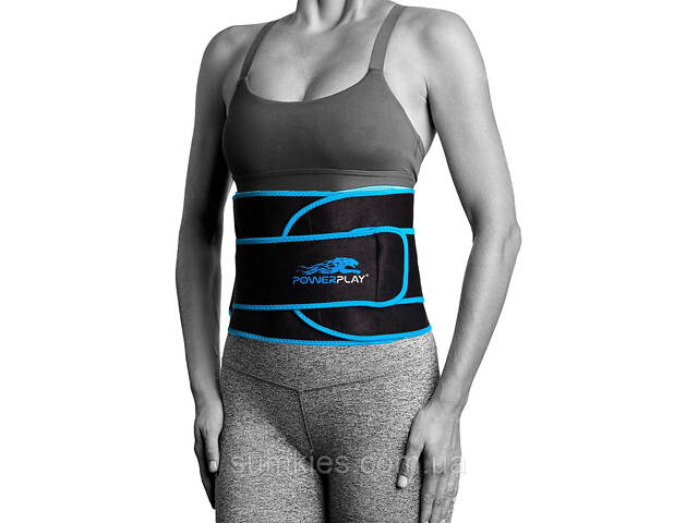 Пояс для схуднення PowerPlay 4303 Чорно-Синій - Фото 2