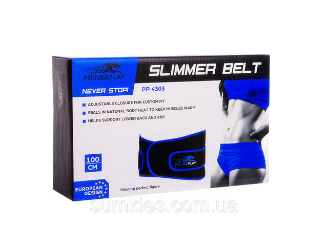 Пояс для схуднення PowerPlay 4303 Чорно-Синій - Фото 10