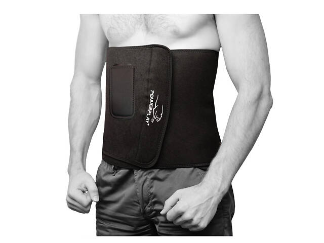 Пояс для схуднення PowerPlay 4301 (100*30 см) + кишеня для смартфона Чорний - Фото 3