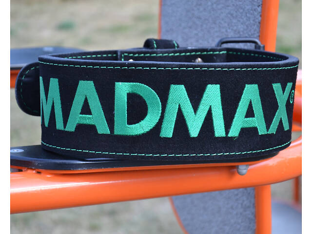 Пояс для важкої атлетики MadMax MFB-301 Suede Single Prong шкіряний Black/Green M - Фото 8