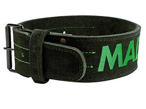 Пояс для важкої атлетики MadMax MFB-301 Suede Single Prong шкіряний Black/Green XL