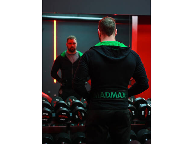 Пояс для важкої атлетики MadMax MFB-301 Suede Single Prong шкіряний Black/Green M - Фото 10