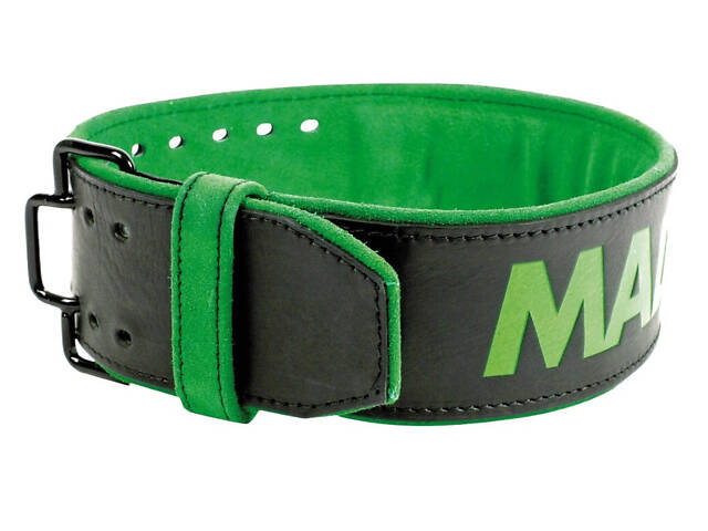 Пояс для тяжелой атлетики MadMax MFB-302 Quick Release Belt кожаный Black/Green XL - Фото 1