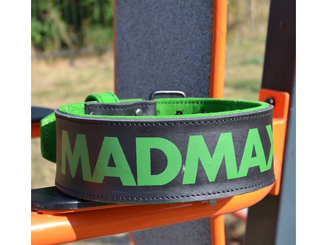 Пояс для тяжелой атлетики MadMax MFB-302 Quick Release Belt кожаный Black/Green XL - Фото 2