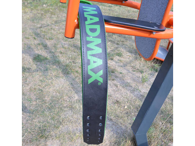 Пояс для тяжелой атлетики MadMax MFB-302 Quick Release Belt кожаный Black/Green XL - Фото 3