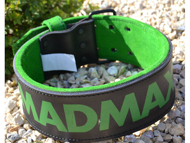 Пояс для тяжелой атлетики MadMax MFB-302 Quick Release Belt кожаный Black/Green XL - Фото 6
