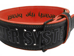 Пояс для важкої атлетики Power System PS-3830 Beast шкіряний Black/Red M