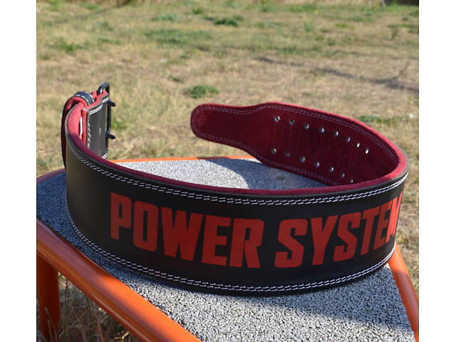 Пояс для важкої атлетики Power System PS-3830 Beast шкіряний Black/Red M - Фото 7