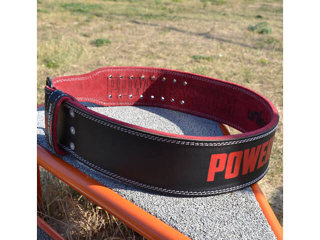Пояс для важкої атлетики Power System PS-3830 Beast шкіряний Black/Red M - Фото 8