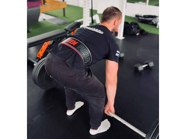 Пояс для важкої атлетики Power System PS-3830 Beast шкіряний Black/Red M - Фото 10