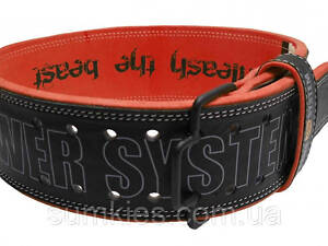 Пояс для важкої атлетики Power System PS-3830 Beast шкіряний Black/Red M