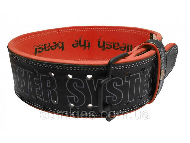 Пояс для важкої атлетики Power System PS-3830 Beast шкіряний Black/Red M - Фото 1