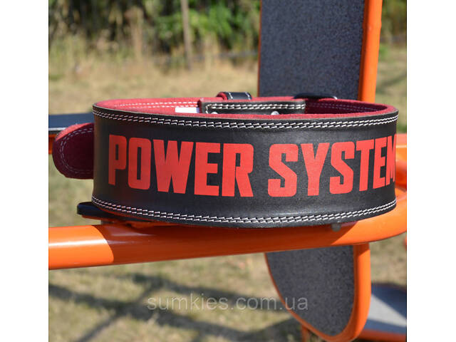 Пояс для важкої атлетики Power System PS-3830 Beast шкіряний Black/Red M - Фото 3