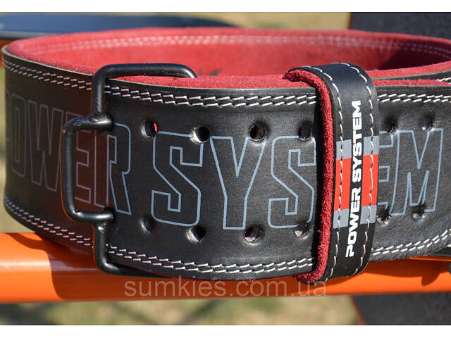 Пояс для важкої атлетики Power System PS-3830 Beast шкіряний Black/Red M - Фото 4