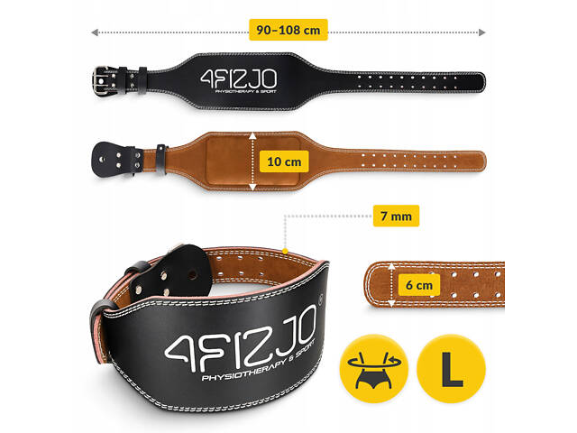 Пояс для важкої атлетики 4FIZJO шкіряний Size L Black (P-5905973404310) - Фото 3